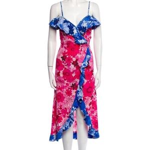 CeliaB Pink and Blue floral Asymmetrical wrap dress  Sundress